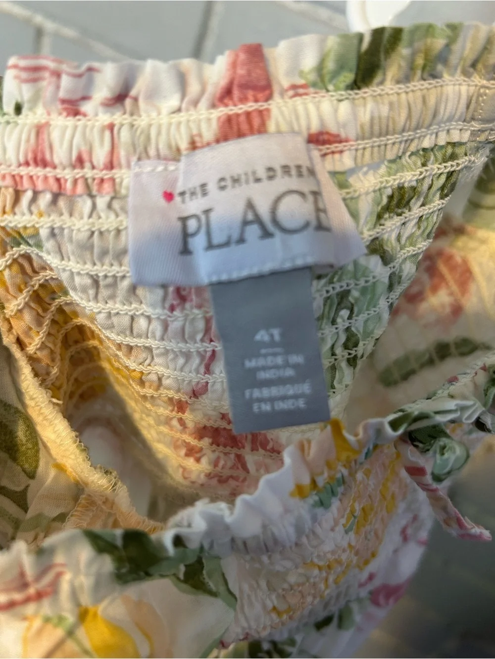 The Children's Place White Floral & Pink Flamingo Smocked Dress